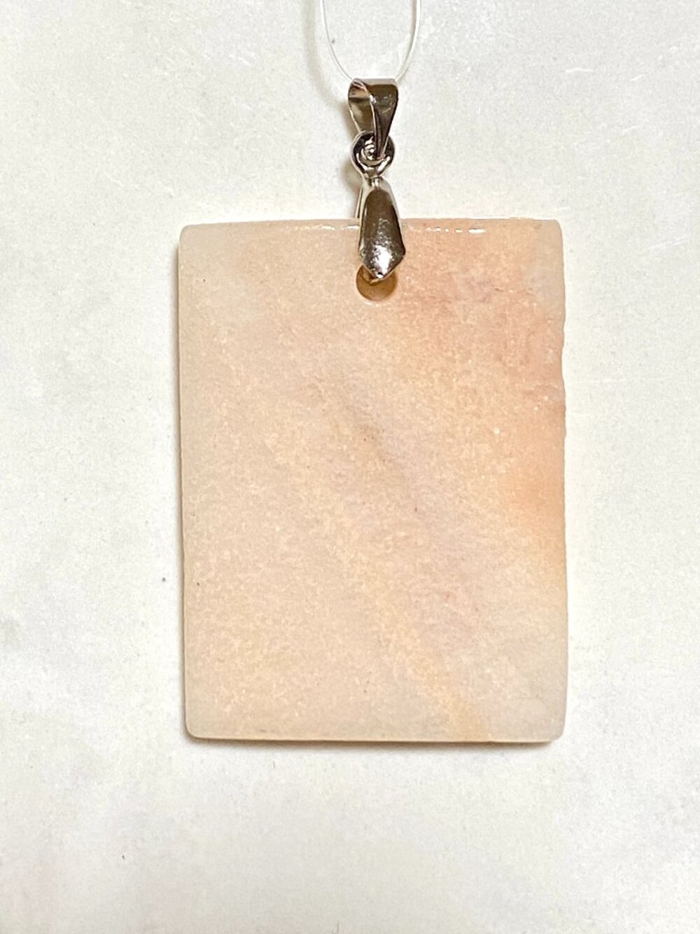 Natural Peachy Banded Agate Pendant, Large Genuine Gemstone Geometric Pendant